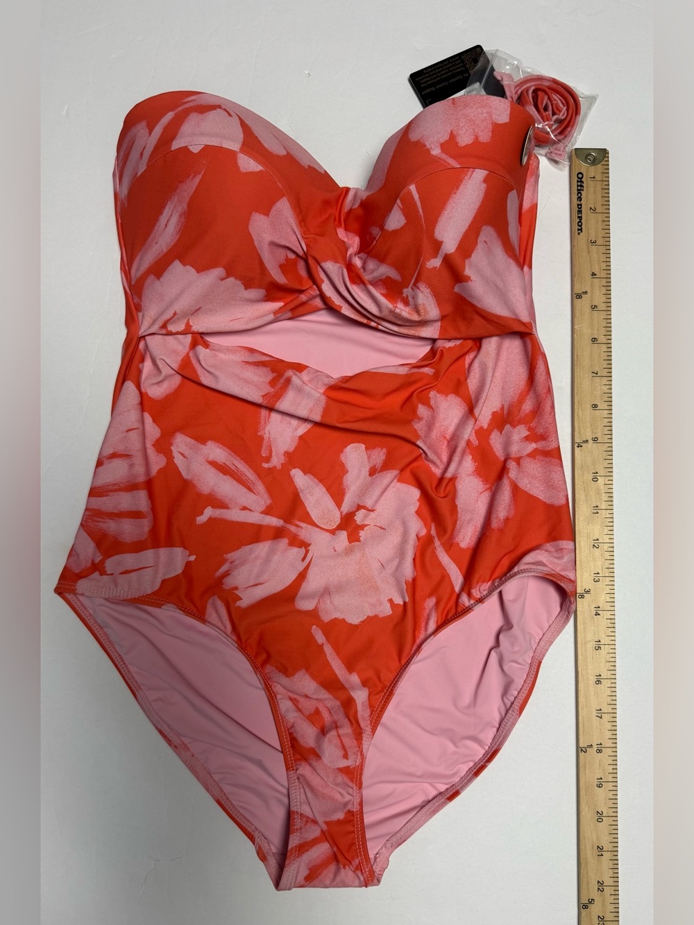 NWT Niptuck Floral One-Piece Swimsuit in Orange & Pink floral women’s size 10 - Picture 3 of 10